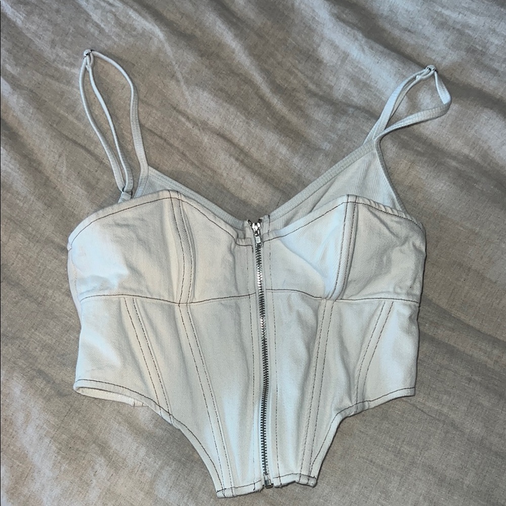White Corset Top with Zipper